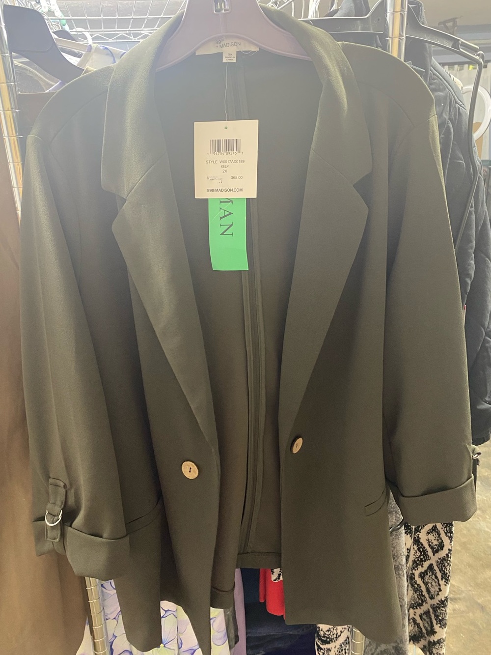 2x 89th + Madison Dark Olive Women's Blazer Jacket
